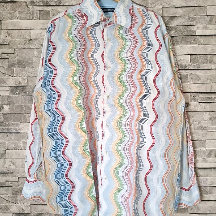 ( size L / XXL ) kemeja enyce multi color wavy casual shirt