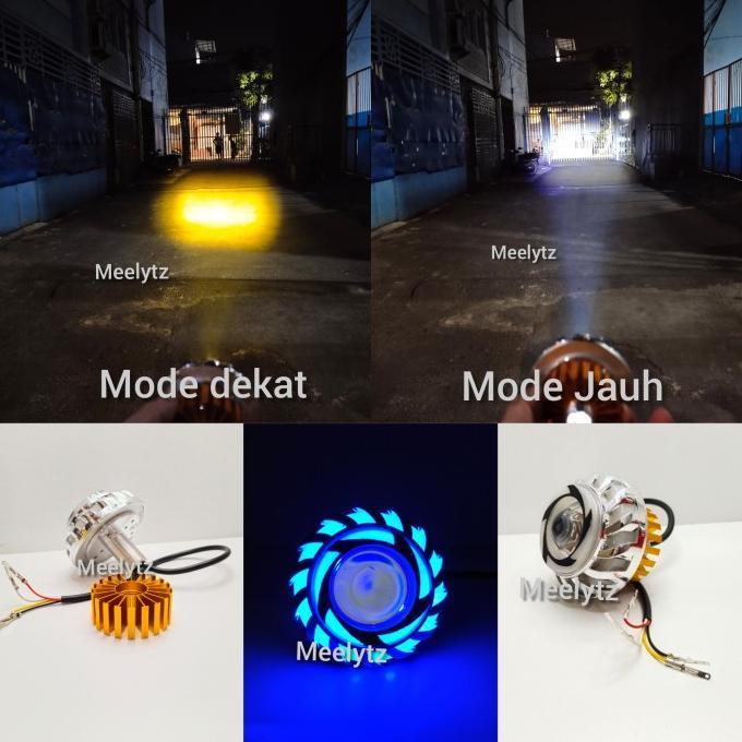 LAMPU LED PROJIE MINI LASER 2 WARNA HIGH LOW PUTIH KUNING AE DE BIRU