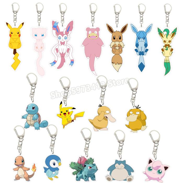 Pokemon Keychains Pikachu Pockect Monster Key Chains Acrylic