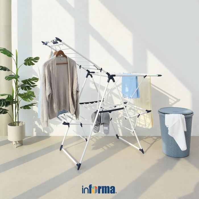Informa Jemuran Baju Lipat - Biru Rak Pakaian Gantungan Pakaian Tempat Jemuran Rak Handuk Outdoor