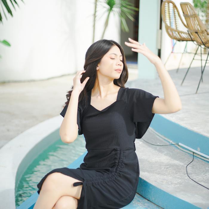 Db - Elsa Serut Paha Cringkle Ld 110Cm [ Daster Wanita Kekinian - Bisa Cod ] Simple Elegan Dress Mid
