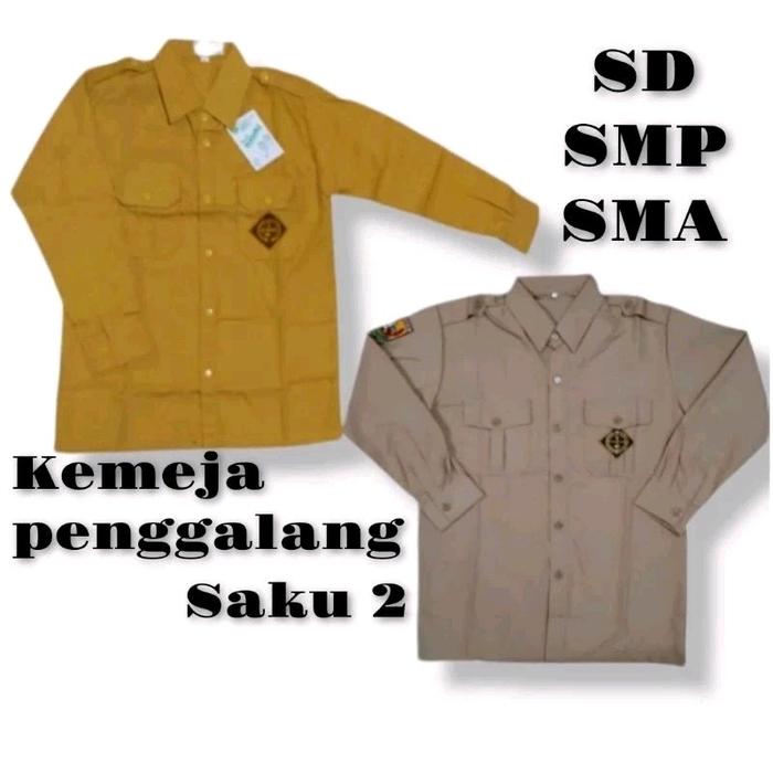 pramuka penggalang saku 2 tangan panjang bahan osfot seragam stm seragam putih baju kerja lapangan S