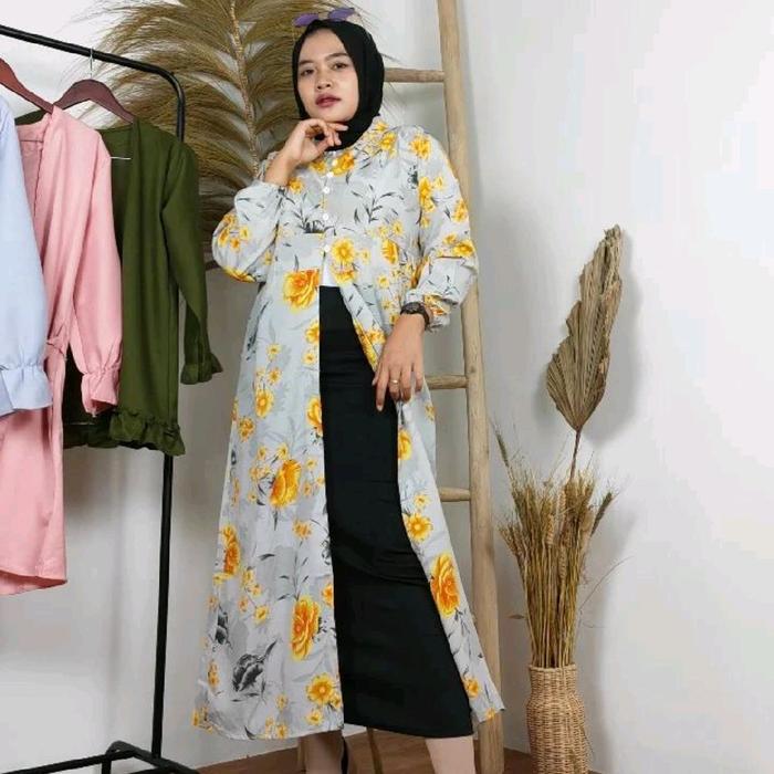 Azuma Tunik Bunga Kuning Motif Bunga Kuning Baju Tunik Wanita