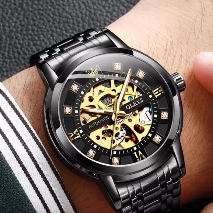 OLVES WatchesJam tangan automaticROLEX pria Anti air Original Tahan keren terbaru Luxury Stainless W