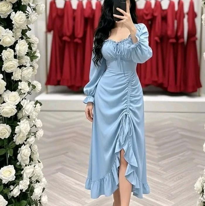 Dres gilys dres wanita simple dres belah serut dres korean style dres cod dres