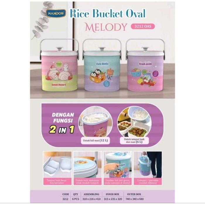 Nandos Ricebucket Oval 12 Liter 3212 Full Printing/Rantang Piknik Bekal Makanan