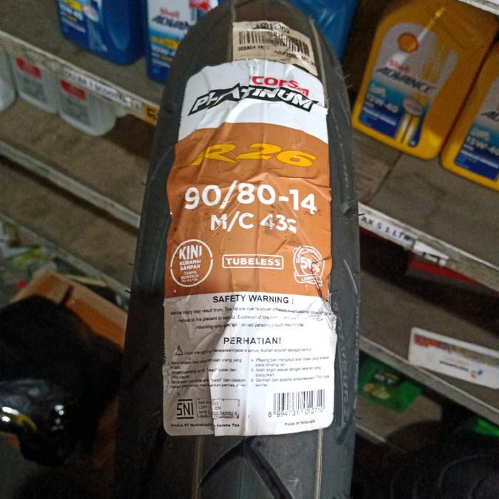 90/80-14 R 26 Tubeless Ban Luar Untuk Matic Ring 14 Ban Motor Corsa Platinum