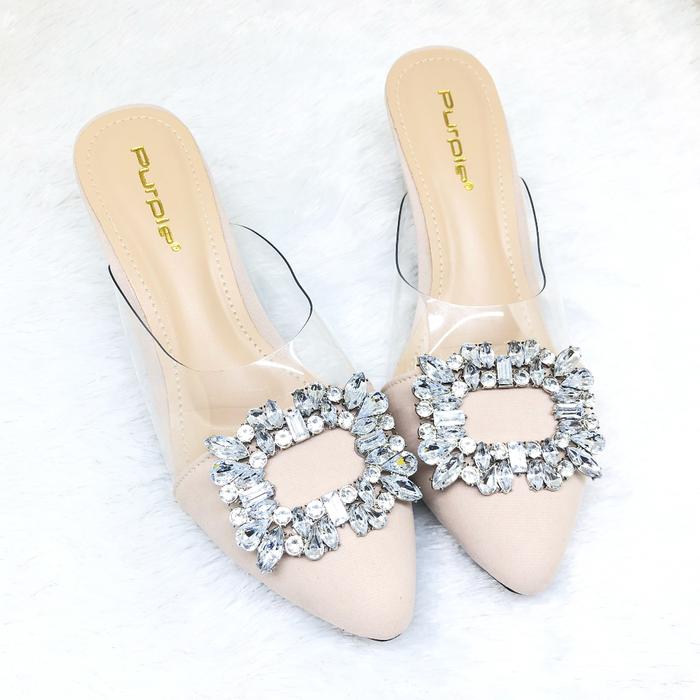Sepatu High Heels Pesta Queensha Purple Mewah 5cm