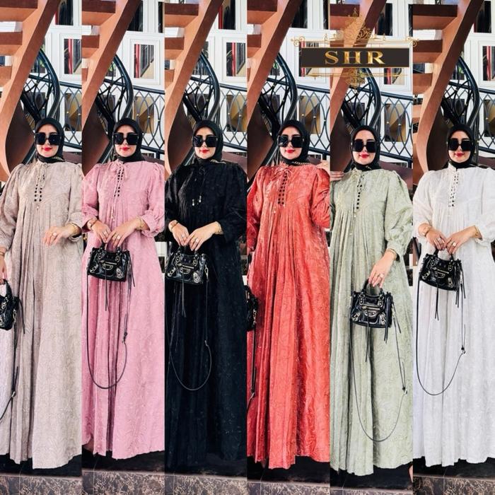 Ready!!!new ori SHR!!Maxydress bordir exclusive(fahira dress bordir kawat bunga!!