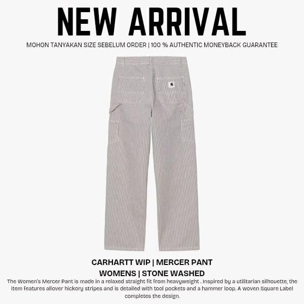 Carhartt WIP Mercer Pant Wanita Stone Washed dengan Desain Utilitarian dan Kantong Allover Hickory S