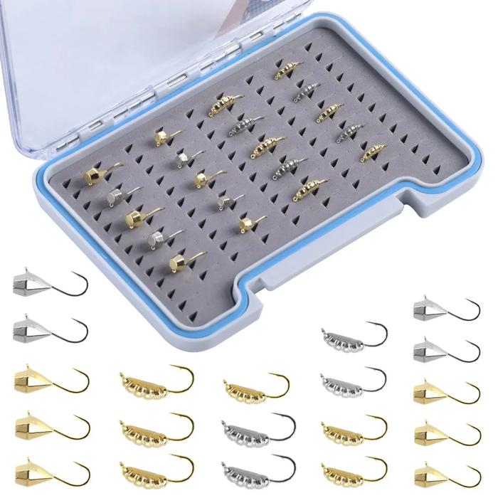 Goture 20pcs/lot Tungsten Jig Ice Fishing Lure Set Fast Sink Jigging