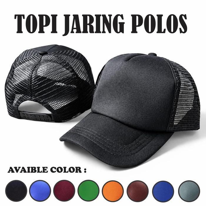 Jatacc Topi Jaring Polos Trucker Hat Kualitas Distro Premium Bahan Cotton Jaring Kain Tebal Lembut