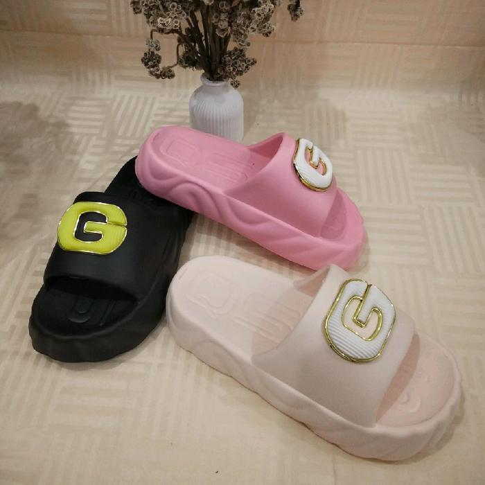 LiangXie Sandal wanita selop wedges terbaru kekinian sendal jelly wanita tebal