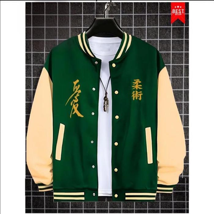Jaket Pria/Jaket Baseball Dengan Tulisan Cina