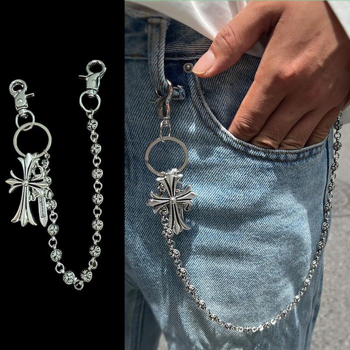 Rantai Pinggang Chrome Hearts Salib Klasik untuk Celana Panjang Accesori Fashion Elegan dan Trendy