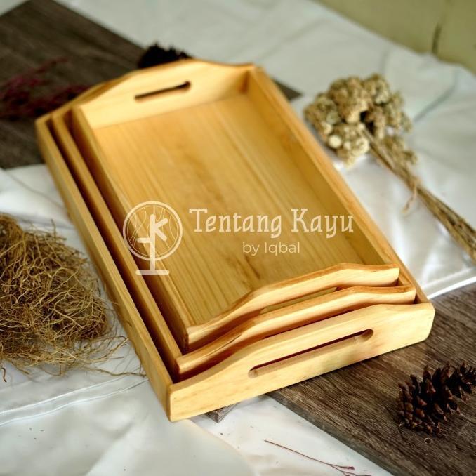 (Cooger) Wooden Tray Nampan Kayu Baki Kayu Kotak Panjang Besar Kecil Sedang