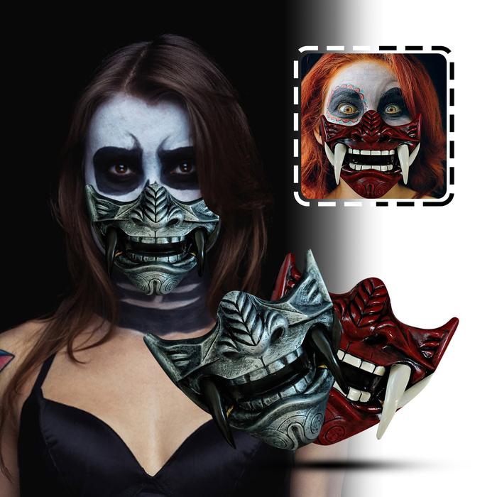 Halloween Japanese Samurai Ghost Devil Hannya Mask Oni Urai Noh Kabuki Prajna Devil Half Face Mask C