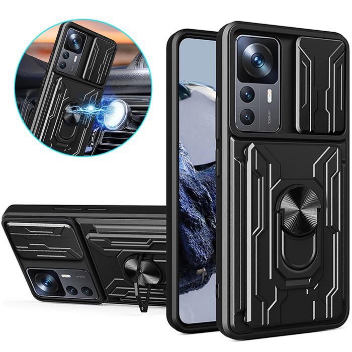 For Xiaomi 12T Pro Case Car Holder Ring Card Slot Armor Phone Case