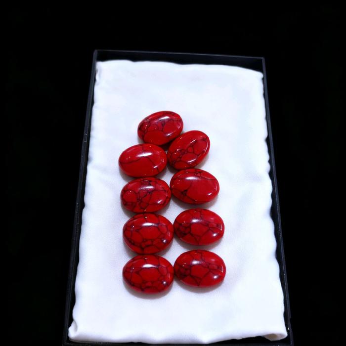 Batu Akik Pirus Merah Mesir Urat Hitam 18x13mm Terbaru