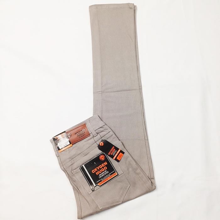 Celana Stretch Jeans Smart Casual Oxygen Hugo Slim Fit Warna Cream Baby Canvas Pria - Skinny Katun L
