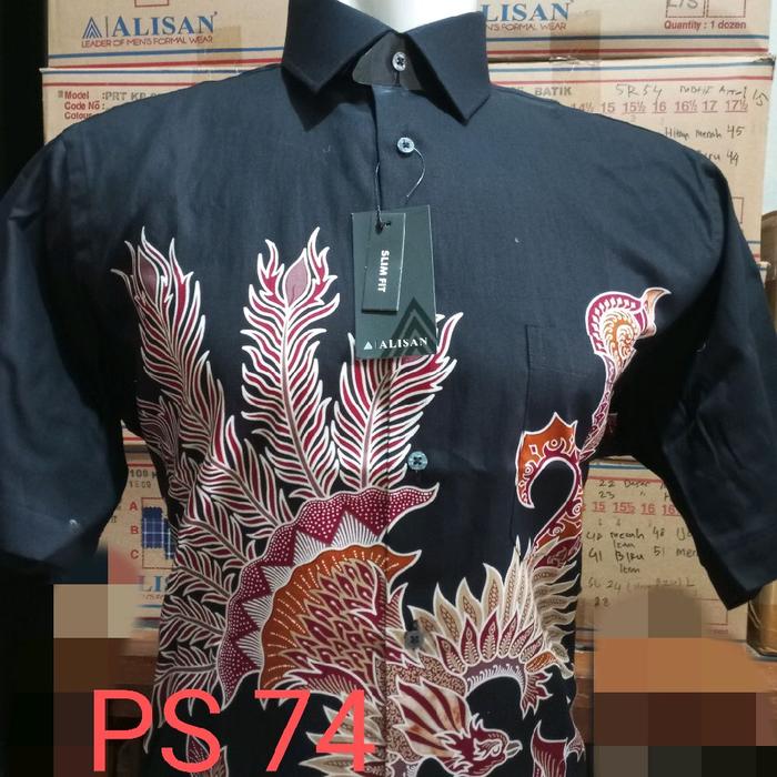 batik Alisan lengan pendek slimfit, kemeja batik Alisan