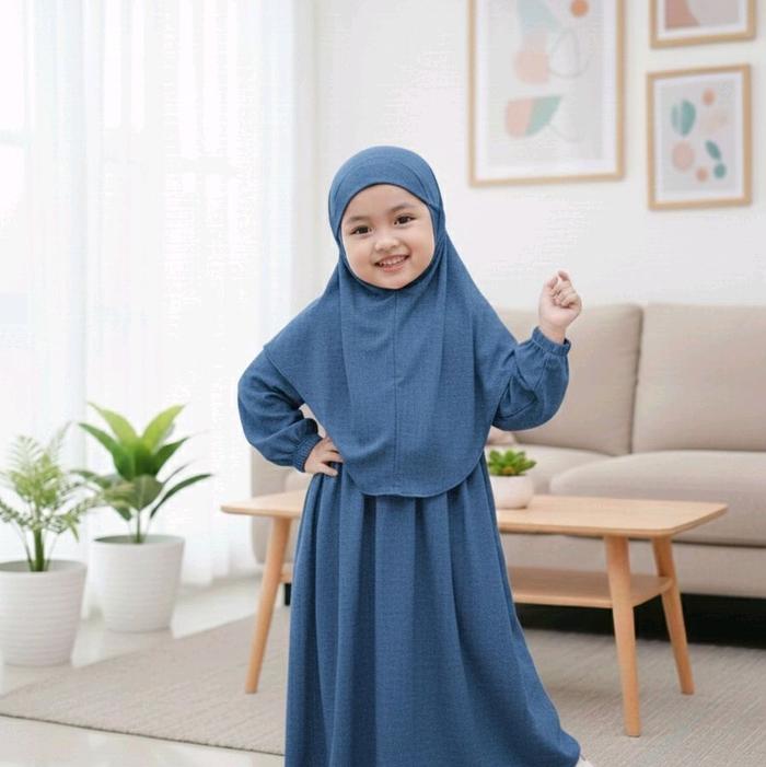 Baju Gamis Anak Crinkle Airflow Alena Set Hijab Terbaru Terviral 2024 MuslimMaterial Crinkle Airflow