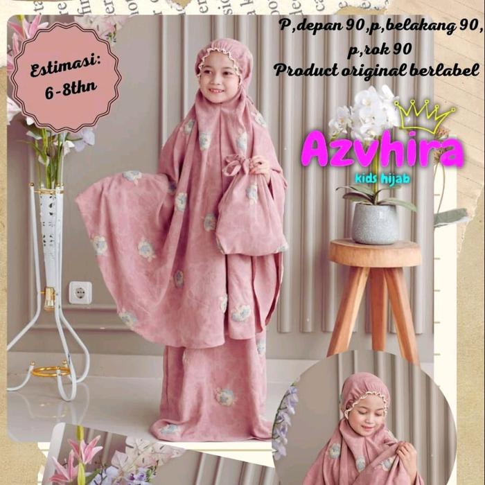 Mukena Anak Tanggung Crinkle Pompom Karakter by Azvhira