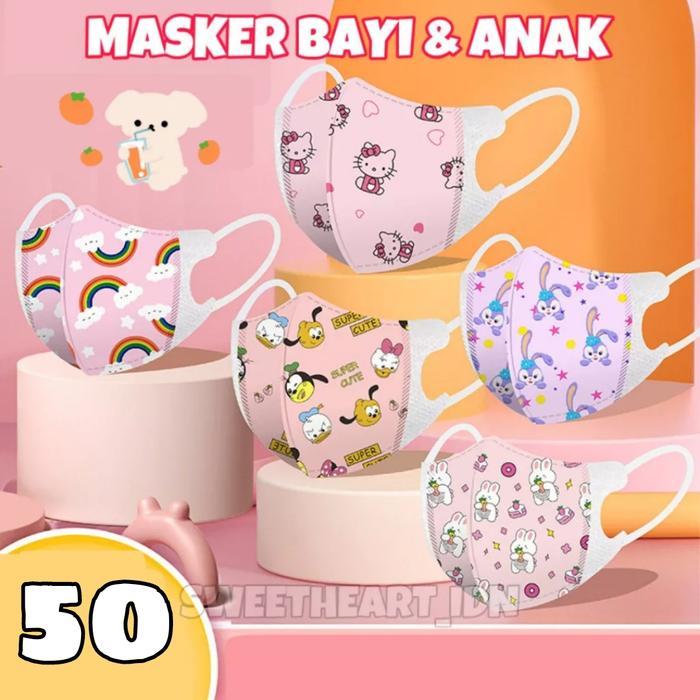 Masker Bayi Duckbill 50 Pcs / Masker Anak Duckbill 3Ply  50 Pcs