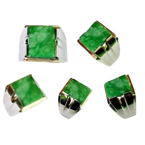 Cincin Hijau Kotak Ring Monel Akik Batu