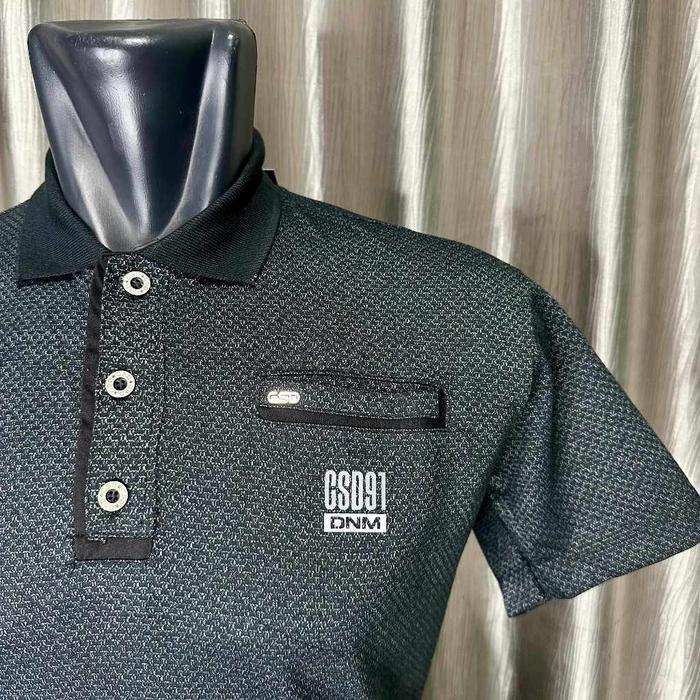 Kaos Polo Shirt Pria Brand CRS 91 Kerah Lengan Pendek Top Casual Bahan Katun 100%Distro MOTIF KEMEJA