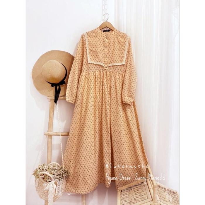 Mysha Iwearmysha Dress Korean Style Gamis Motif Bunga Premium Terbaru Size s-xl HYUNA DRESS SUNNY MA