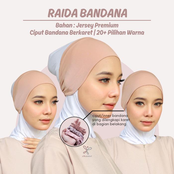 RAIDA BANDANA CIPUT JERSEY / Inner Hijab Bahan Adem / Dalaman Hijab / Iner Krudung / 2 in 1 Aksesori