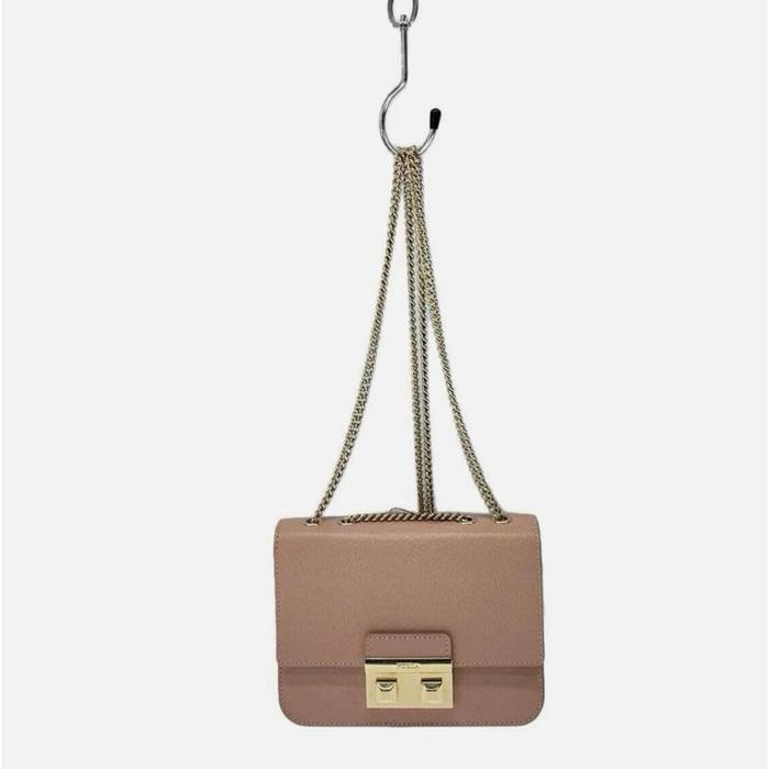 DISKON! Tas Wanita FURLA Shoulder Bag Dusty Pink Genuine Leather 967093 Preloved