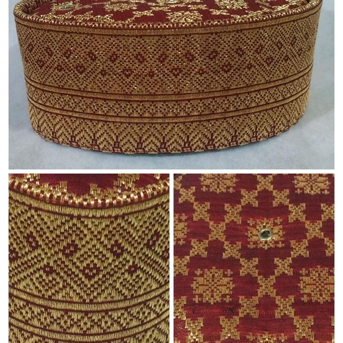 Peci Songket Palembang Alza Spesial Merah Emas, Songket Asli Palembang