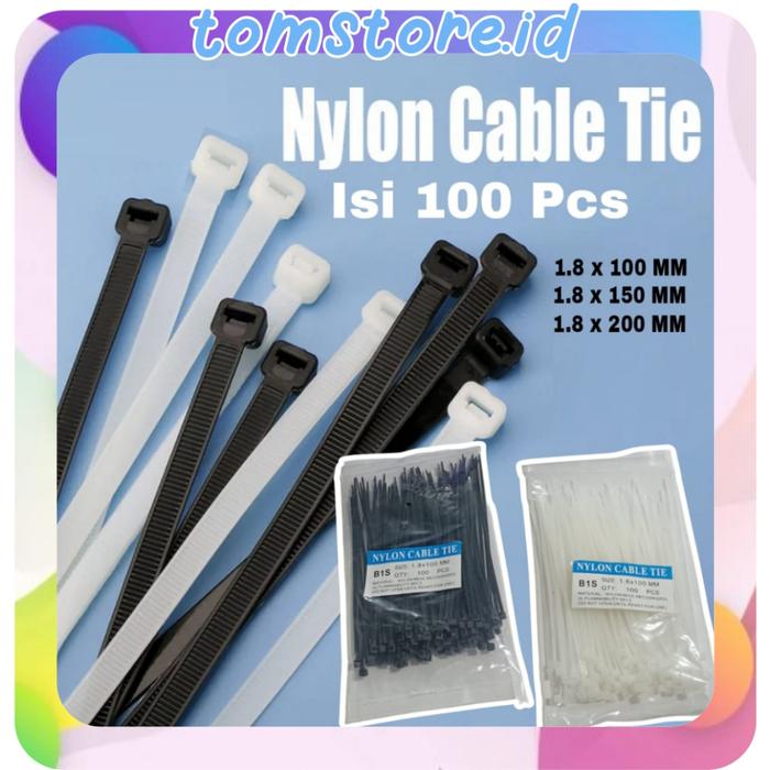 TOMSTORE.ID Kabel Ties 100pcs Kabel Tis Cable Ties Tali Ties Pengikat Kabel 10cm 15cm 20cm R917