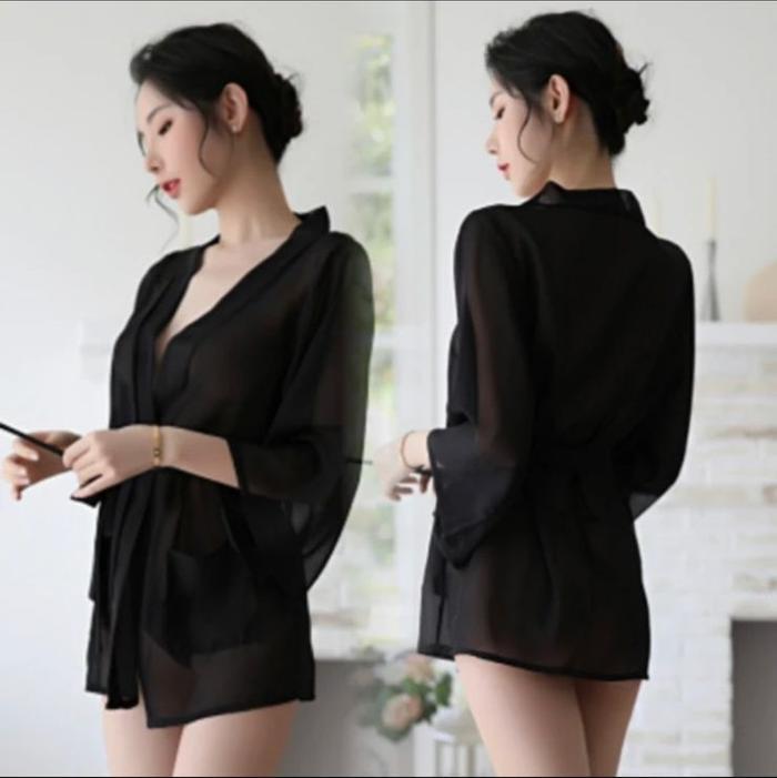 Lingerie Kimono Satin Piyama Swimsuit Outer Baju Tidur Wanita Gaun Malam 1132