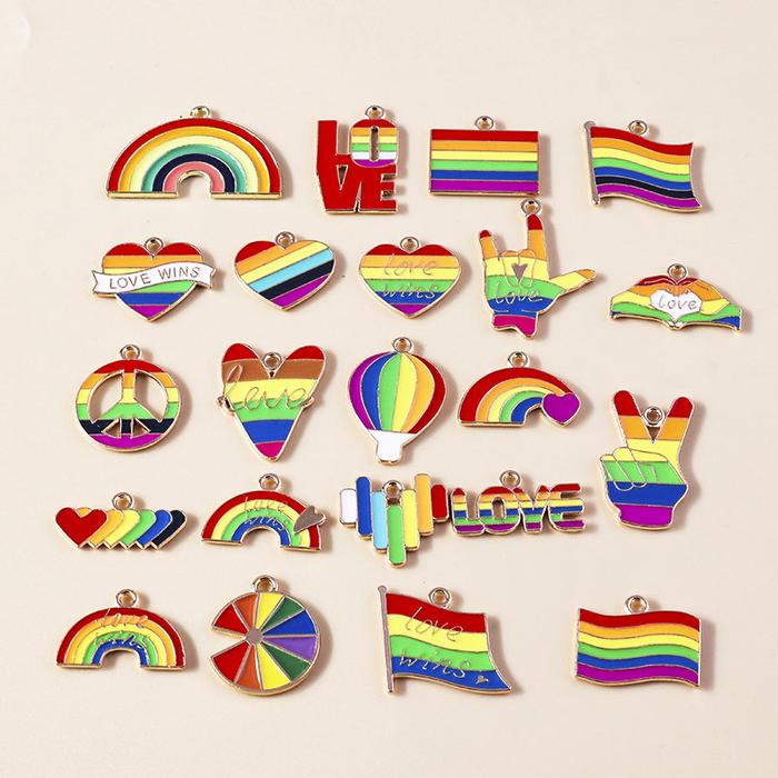 10Pcs New Enamel Colorful Rainbow Charm for Earring Bracelet Necklace