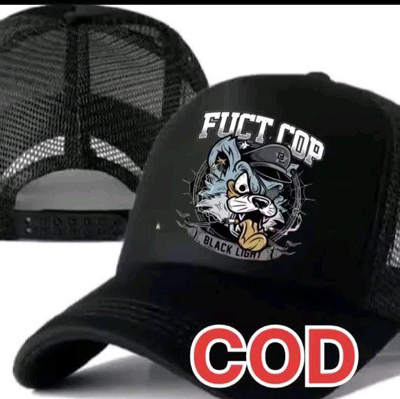 TOPI TRUCKER FUCT COP//Topi Pria//Topi Trucker//Topi Jaring//Topi Sablon//Topi Dewasa//Topi Viral//T