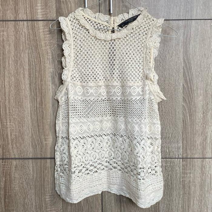 Zara Crochet Top | Thrift Branded | Preloved Branded | Thrift Cewek Baju Murah | Lace Crochet Outer 