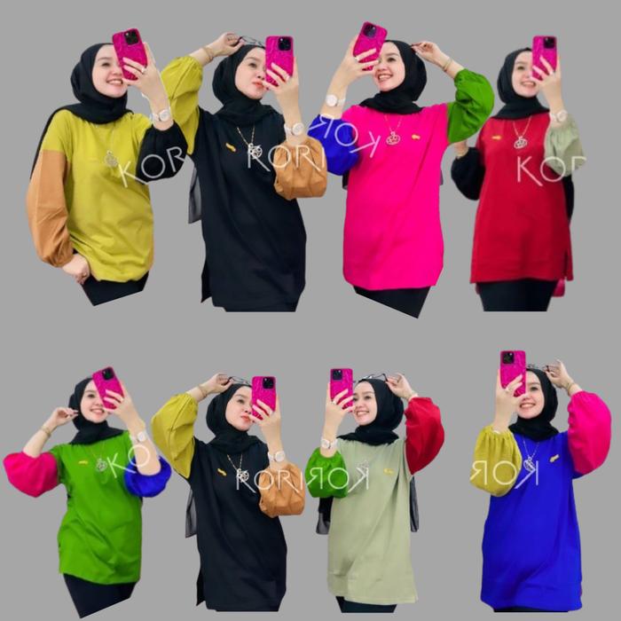 Kaos Atasan Jumbo Wanita Blus Rainbow Terbaru Bisa Cod Ld 120