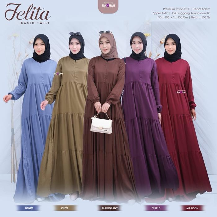 Raqumi hijab gamis rayon Jelita basic twill ori by raqumi hijab