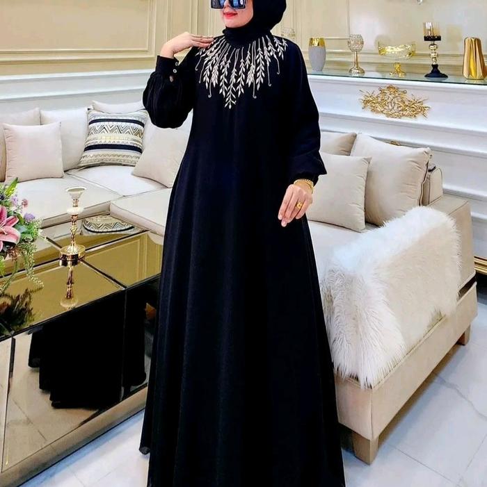 Ayra Dress / Gamis Pesta Terbaru Bahan Ceruty Babydoll Mix Bordir Full Puring Whudu Frendly / Gamis 