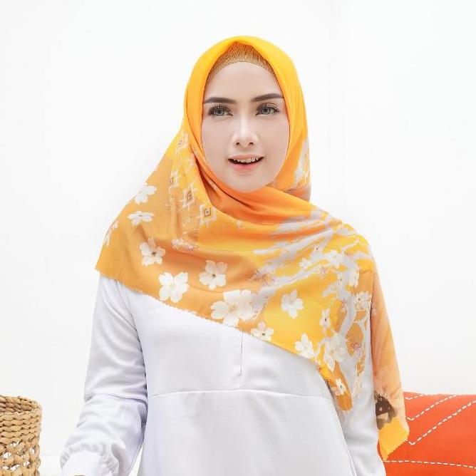 terlaris kenes scarf - [kv20 kuning kunyit soft orange] hijab kerudung segiempat voal spesial premiu