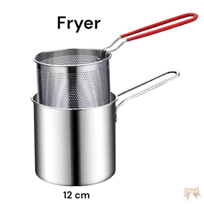 Fryer Mini 12 cm / Hemat Minyak Alat Goreng Serbaguna dengan Saringan Peniris Multi Deep Fry Pot Pan
