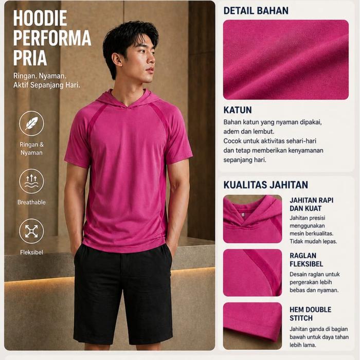 Kaos Hoodie Lengan Pendek Mac And Ran cotton slub dan cotton organic dewasa