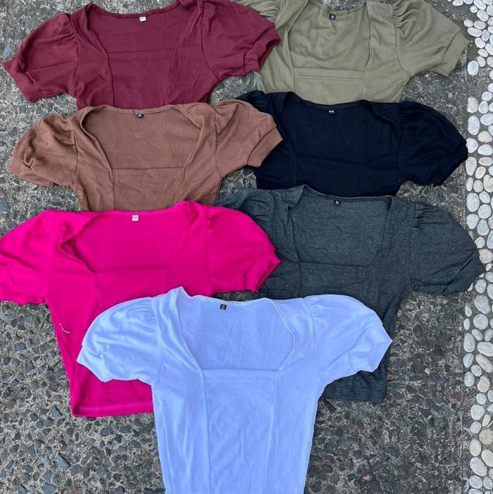 Crop top velicia rib Atasan wanita banyak warna
