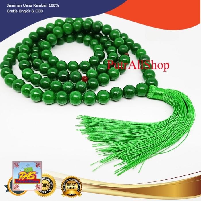 kalung Tasbih 99 Butir Batu Giok Asli Import Burma Hijau 8mm - Kalung Tasbih