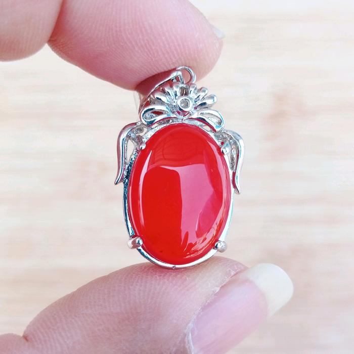 Liontin Batu Natural Red Baron Chalcedony Merah