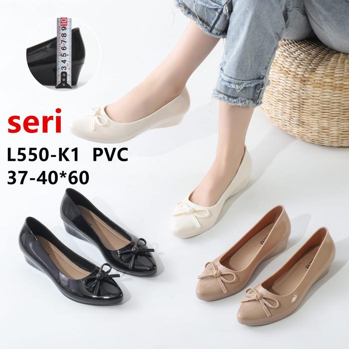 Sepatu Wanita Terbaru/Sepatu Wedges Jelly Alina L550/Sepatu Pantofel Karet Kekinian/Sepatu Kerja Wan