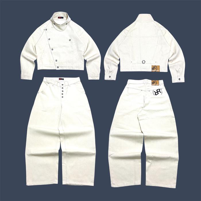 Redface - Ankoku Series Oneset Fencing Jacket and Baggy Button Up Vintage White Raw Denim 14oz